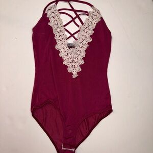 Maroon body suit Charlotte Russe